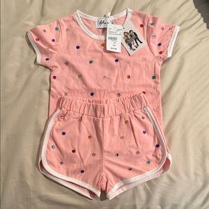 Lola + The Boys Matching Set with Colorful Embellishments, 2T